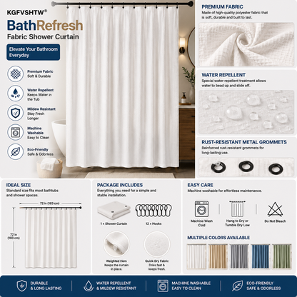 KGFVSHTW® BathRefresh Fabric Shower Curtain