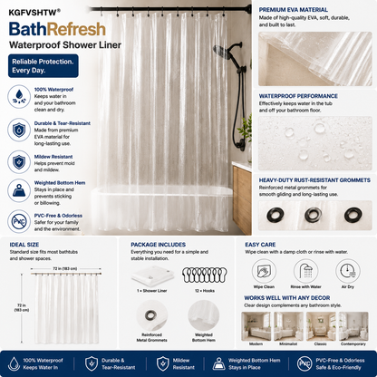 KGFVSHTW® BathRefresh Waterproof Shower Liner