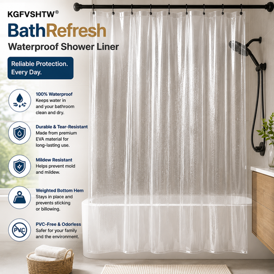 KGFVSHTW® BathRefresh Waterproof Shower Liner
