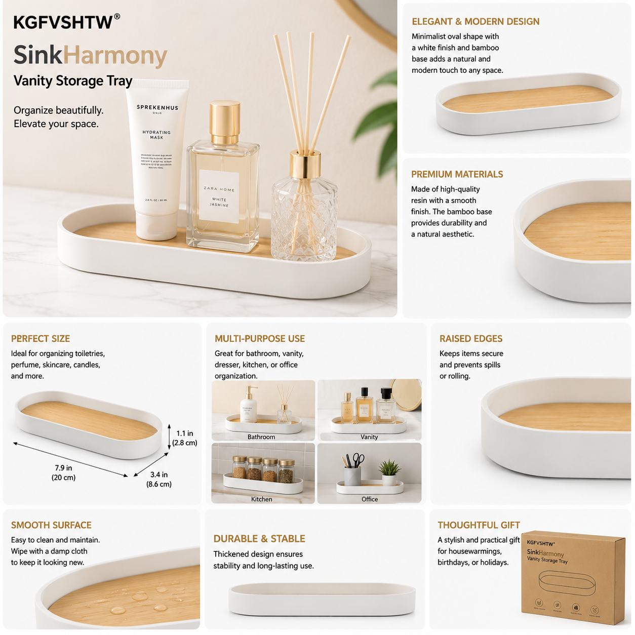 KGFVSHTW® SinkHarmony Vanity Storage Tray