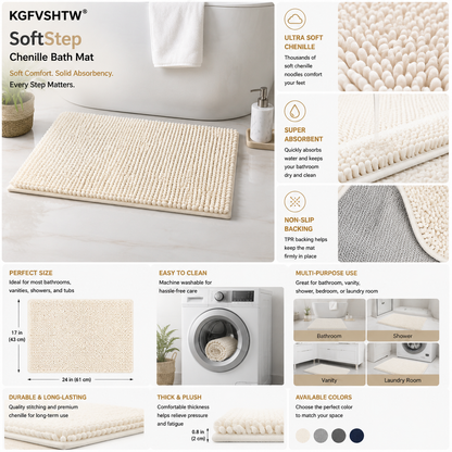 KGFVSHTW® SoftStep Chenille Bath Mat