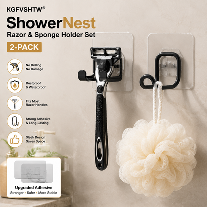 KGFVSHTW® ShowerNest Razor & Sponge Holder Set